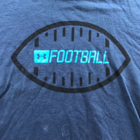 Under Armour Mens T-Shirt Large Short Sleeve Loose Fit Football Tee Casual Navy - Picture 4 of 9